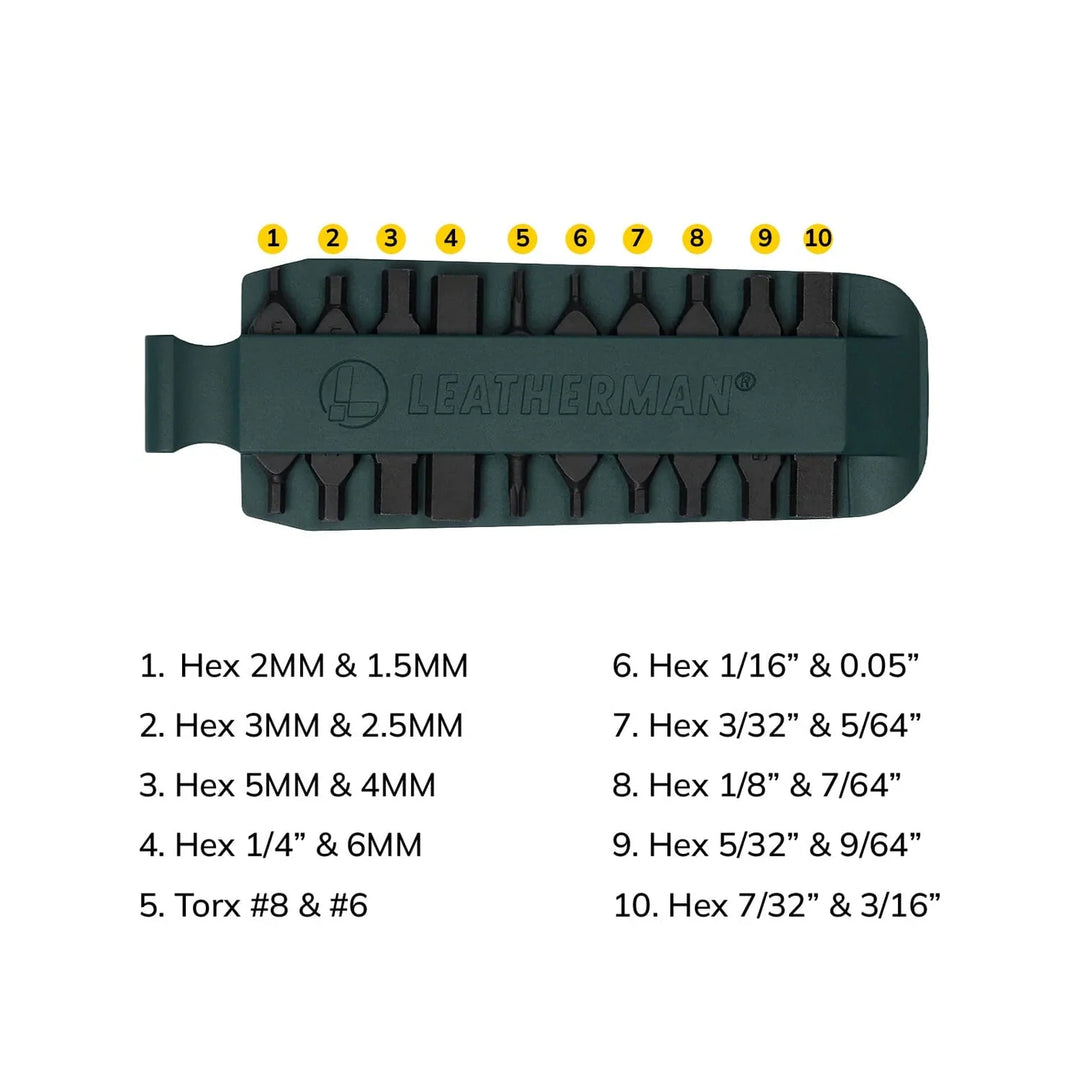 BIT KIT DE 10 PUNTAS INTERCAMBIABLES VERDE LEATHERMAN