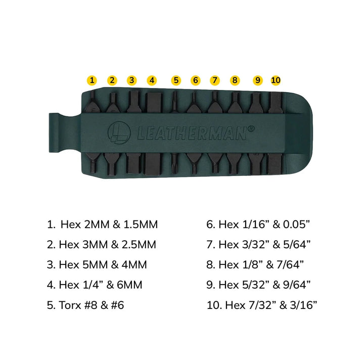 BIT KIT DE 10 PUNTAS INTERCAMBIABLES VERDE LEATHERMAN