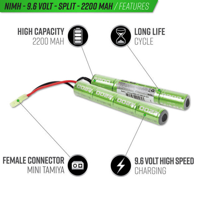 Bateria Valken Energy NiMH 9.6V 2200mAh Split Airsoft
