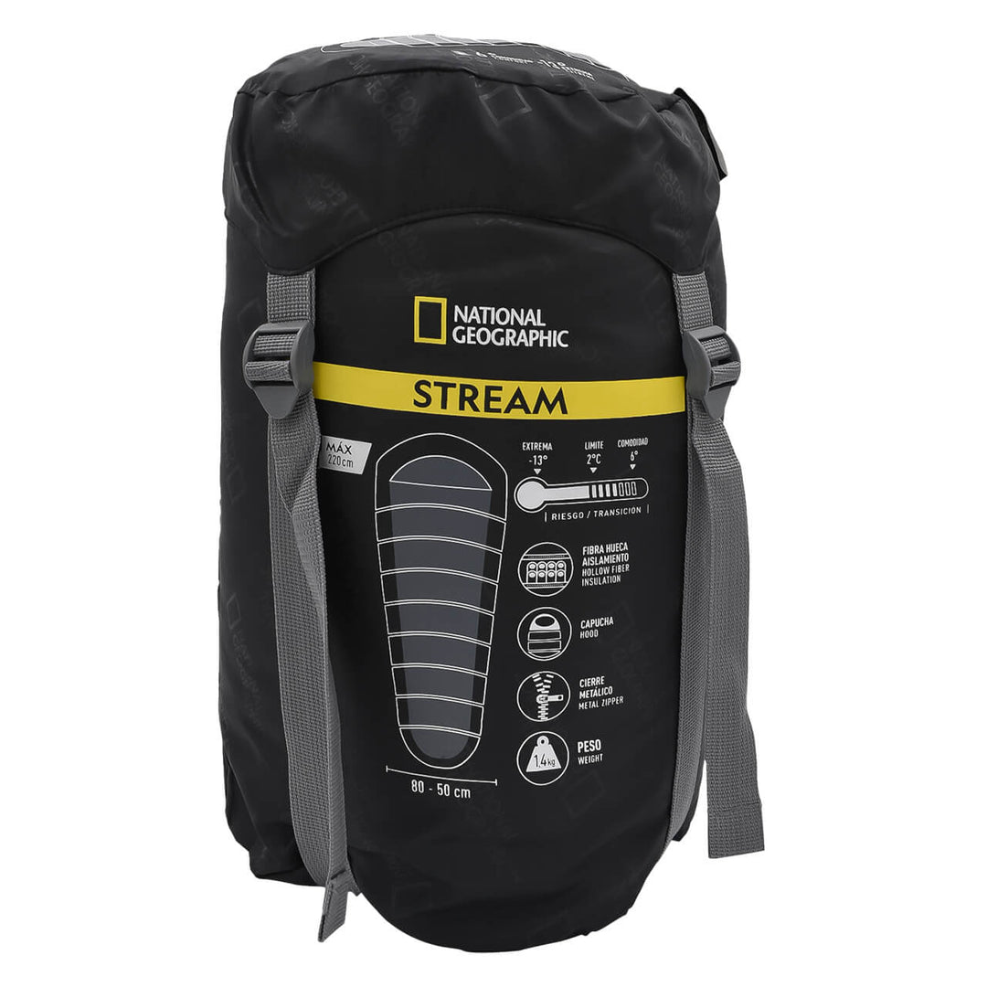 Bolsa para dormir Nat Geo Stream, -13° C, 220x80cm, rojo carmín con gris