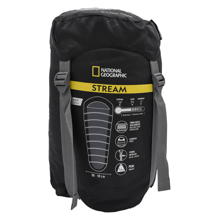 Bolsa para dormir Nat Geo Stream, -13° C, 220x80cm, rojo carmín con gris