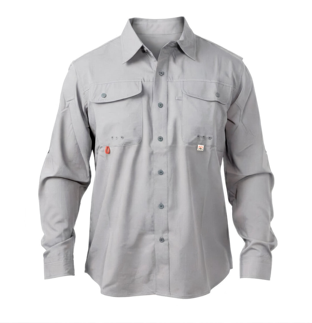 CAMISA TAU SUECA FISHING MANGA LARGA GRIS CLARO