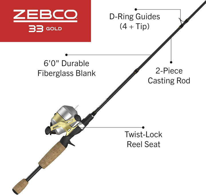 CAÑA y CARRETE ZEBCO 33 GOLD SPINCASTING MEDIUM 6'0"