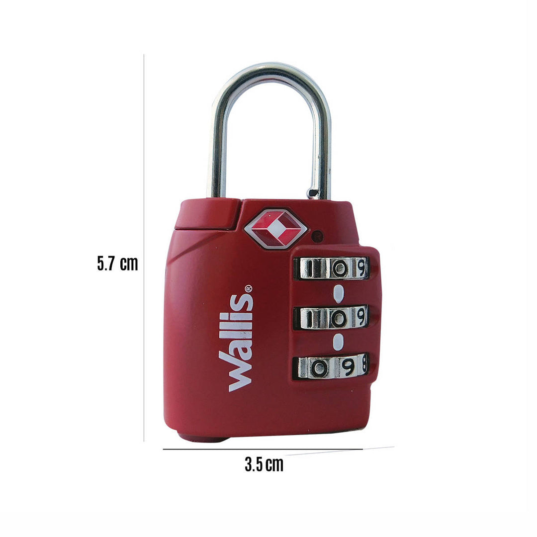 CANDADO DE COMBINACION TSA COLOR ROJO