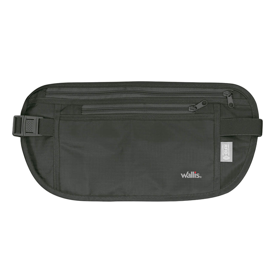 CARTERA DE SEGURIDAD CON CORREA, PROTECCION RFID NEGRO