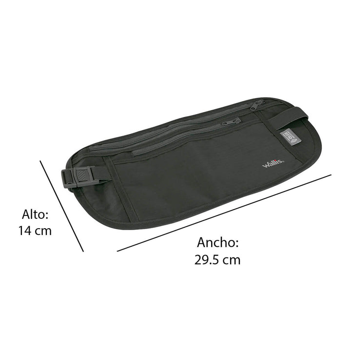 CARTERA DE SEGURIDAD CON CORREA, PROTECCION RFID NEGRO
