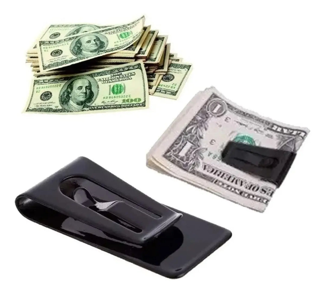 CLIP PARA BILLETES COLOR NEGRO CON CLIP TRASERO