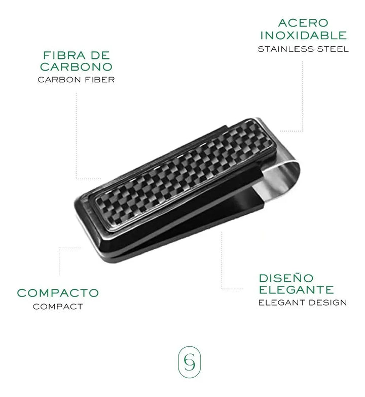 CLIP PARA BILLETES DISEÑO FIBRA DE CARBONO