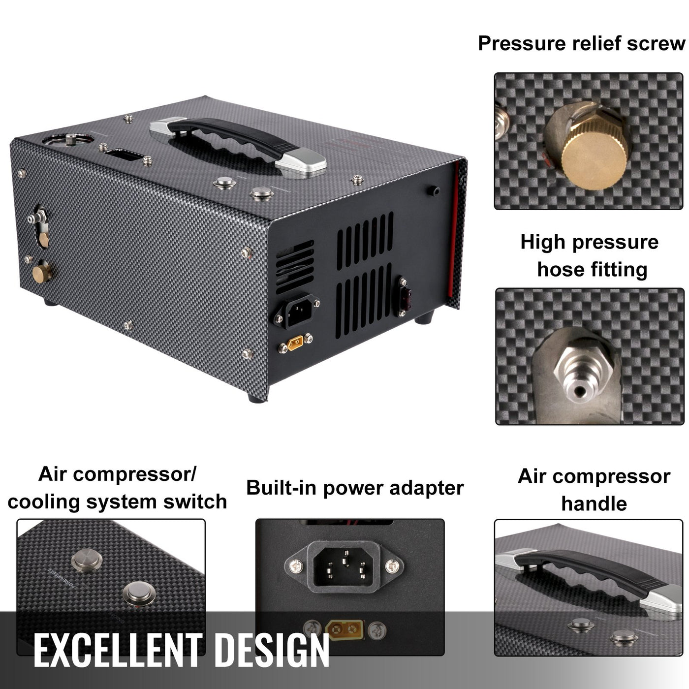 COMPRESOR PCP 12V 300 BAR 4500 PSI PORTATIL