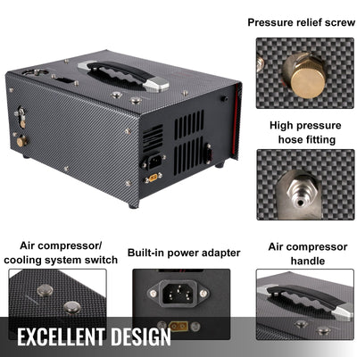 COMPRESOR PCP 12V 300 BAR 4500 PSI PORTATIL