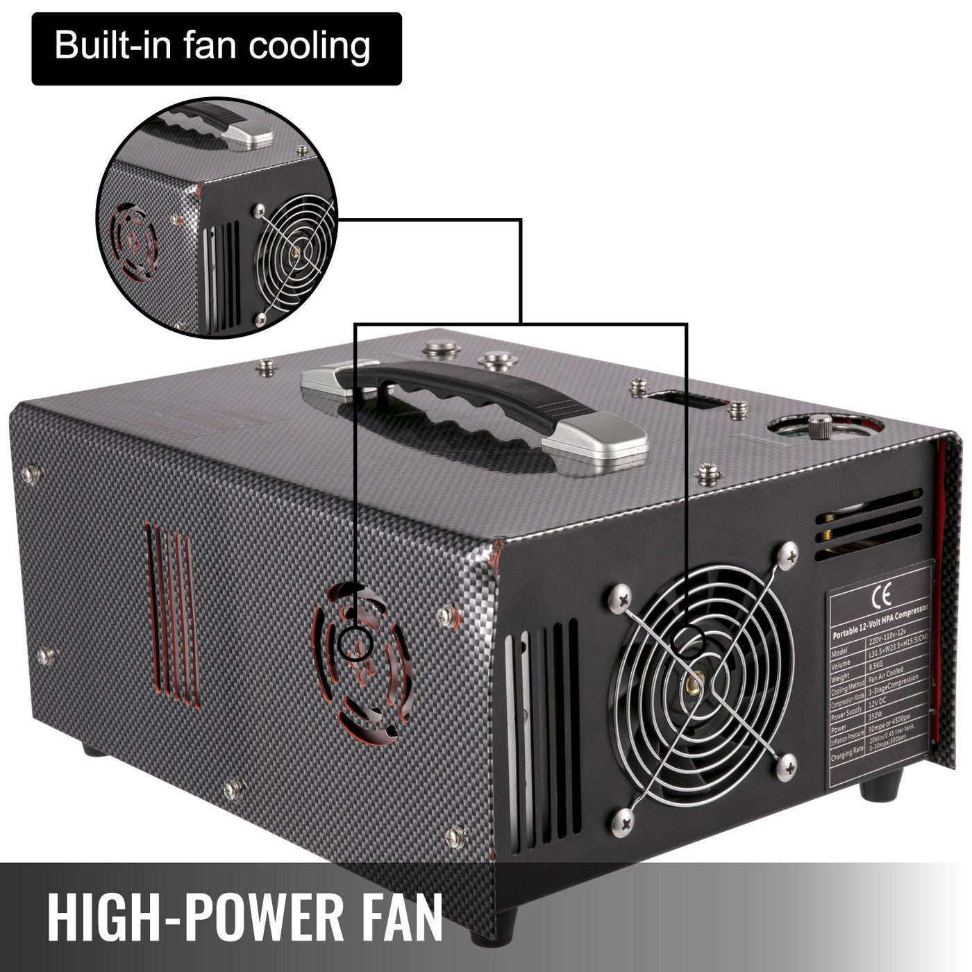 COMPRESOR PCP 12V 300 BAR 4500 PSI PORTATIL