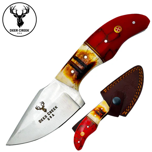 CUCHILLO 7" Deer Creek Red Resin & Bovine Short Skinner