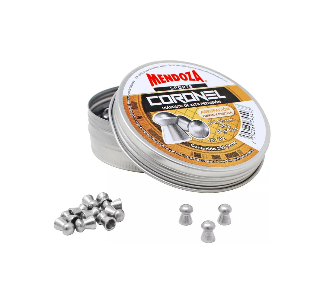 DIABOLO CORONEL PUNTA DOMO CALIBRE .22(5.5mm) 18gr 250 Piezas