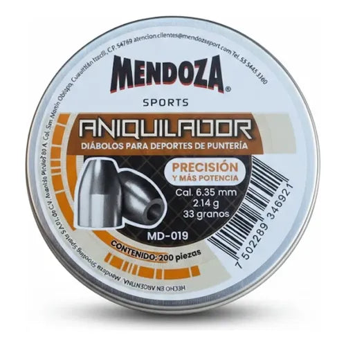 DIABOLOS Aniquilador Calibre .25(6.35mm) 33GR CON 200 PIEZAS
