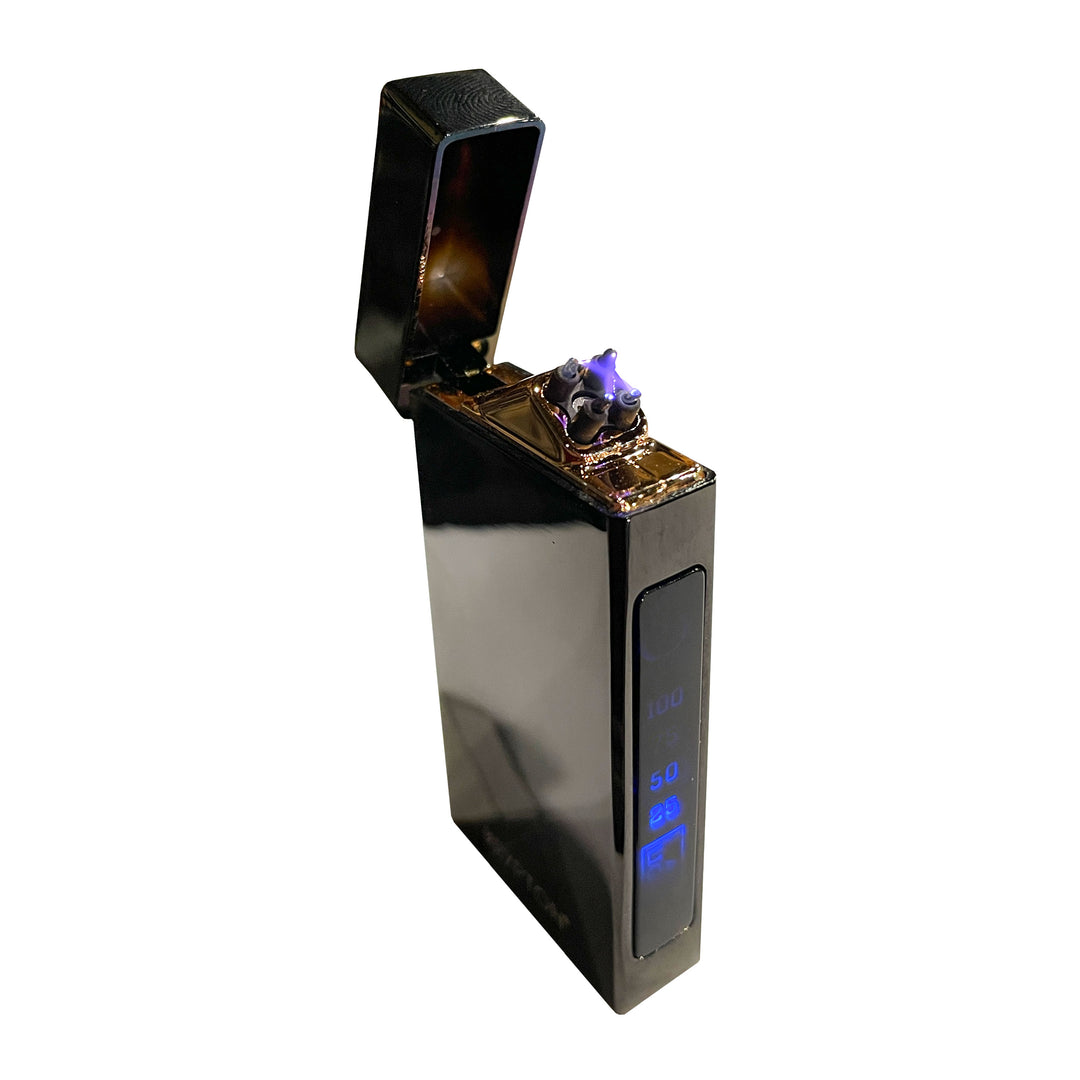 ENCENDEDOR ELÉCTRICO RECARGABLE DOBLE ARCO NEGRO BRILLANTE