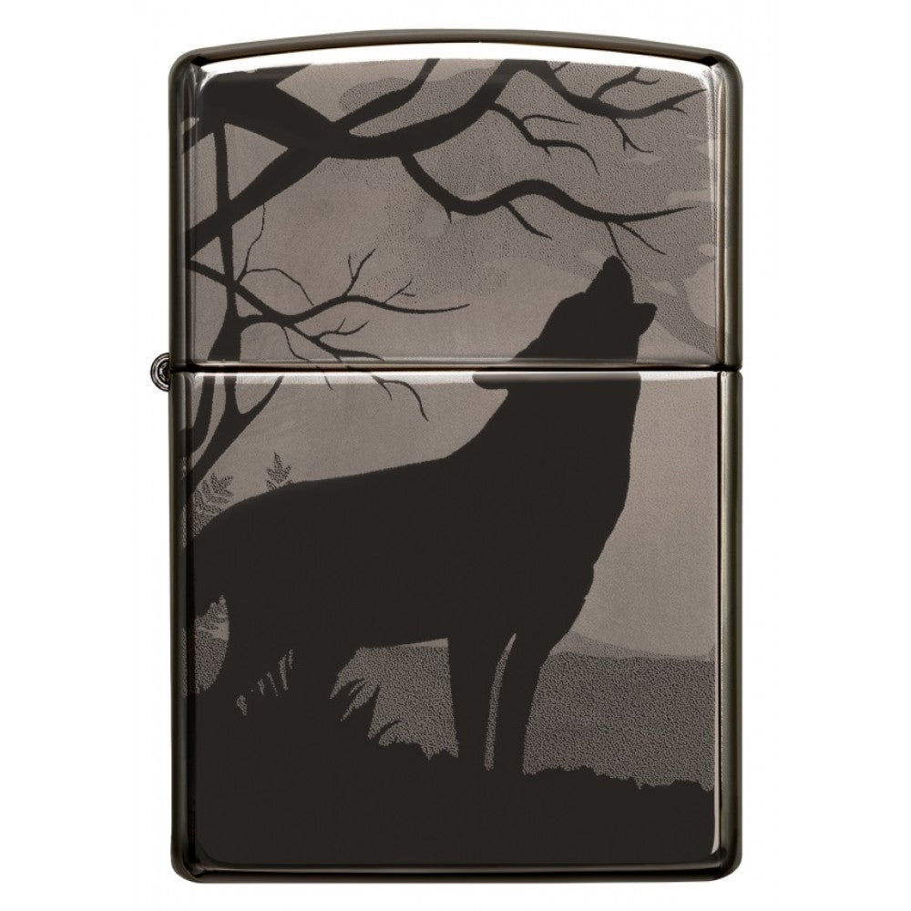 ENCENDEDOR ZIPPO BLACK ICE IMPRESIÓN 360 LOBOS Y NOCHE