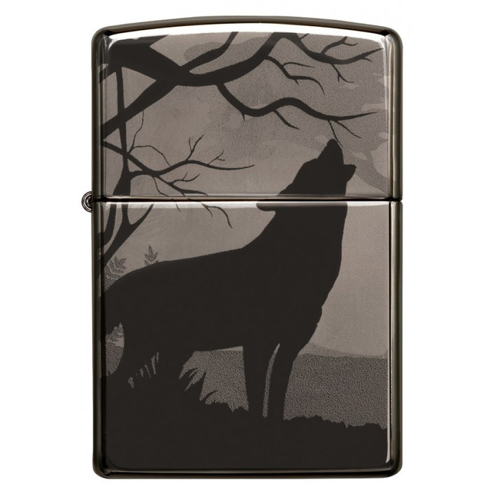 ENCENDEDOR ZIPPO BLACK ICE IMPRESIÓN 360 LOBOS Y NOCHE