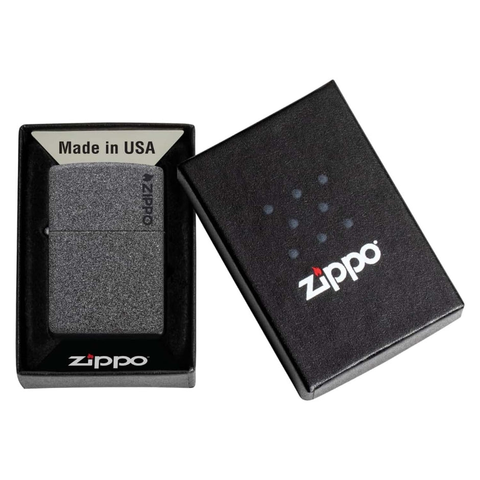 ENCENDEDOR ZIPPO ESMERILADO IRON STONE CON LOGO ZIPPO