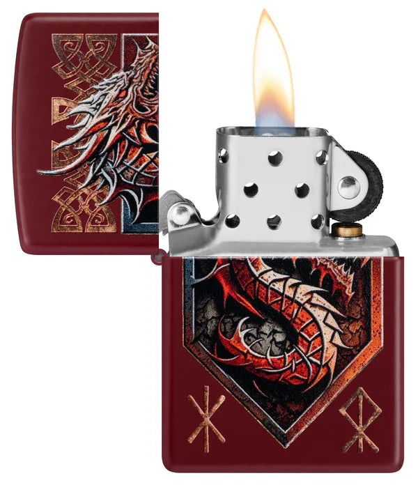 ENCENDEDOR ZIPPO MERLOT DRAGÓN ROJO