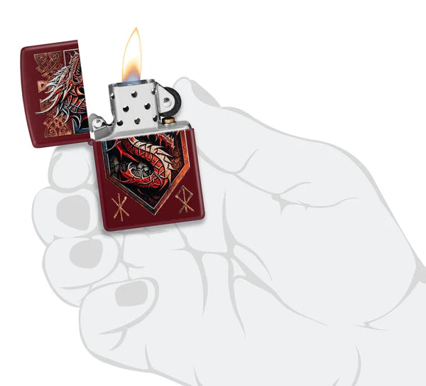 ENCENDEDOR ZIPPO MERLOT DRAGÓN ROJO