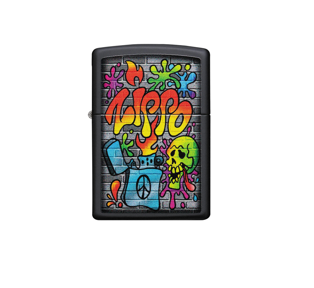ENCENDEDOR ZIPPO NEGRO MATE ARTE URBANO