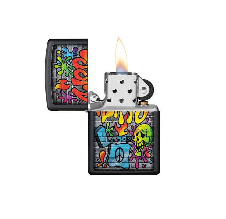 ENCENDEDOR ZIPPO NEGRO MATE ARTE URBANO
