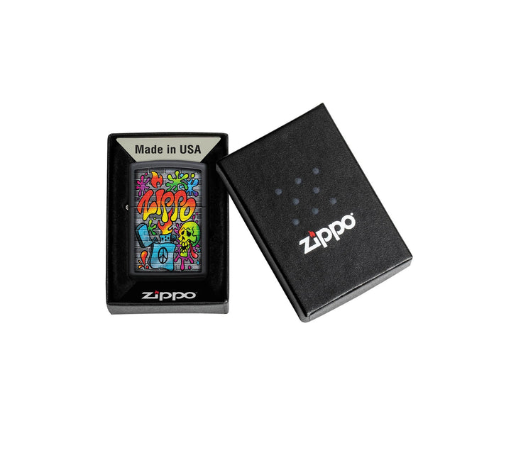 ENCENDEDOR ZIPPO NEGRO MATE ARTE URBANO