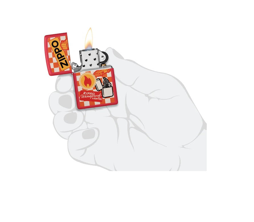 ENCENDEDOR ZIPPO ROJO MATE DISEÑO ZIPPO CLASICO