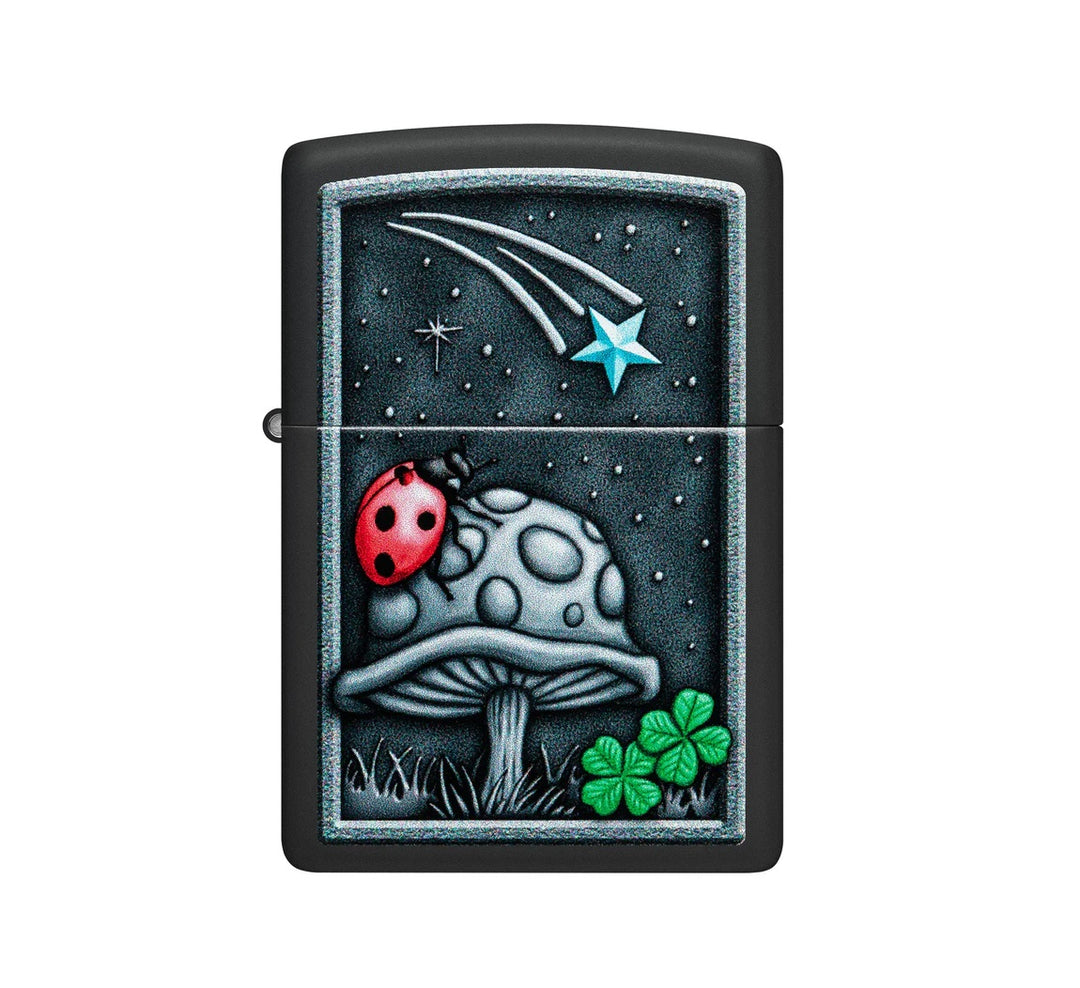 ENCENDEDOR ZIPPO NEGRO MATE DISEÑO NOCHE ESTRELLADA DE LA SUERTE