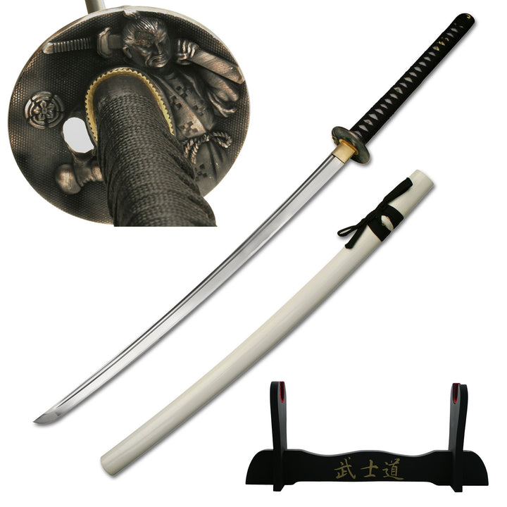 ESPADA KATANA 43.7" SAMURAI TEN RYU  WITH DISPLAY STAND BLOOD GROOVE
