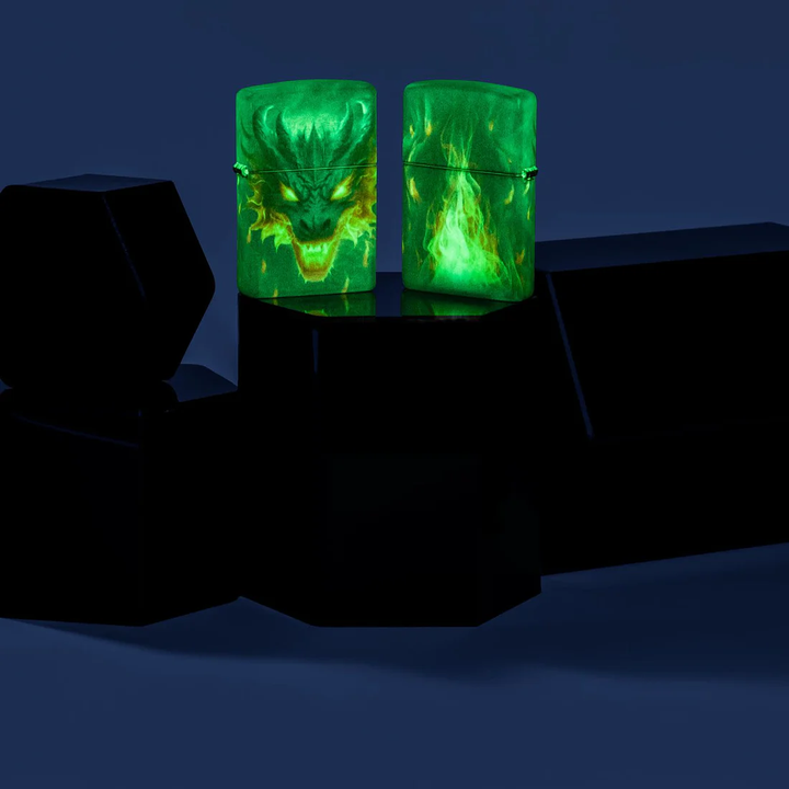 Encendedor Zippo 540 Diseño De Dragón Brillante en la Oscuridad