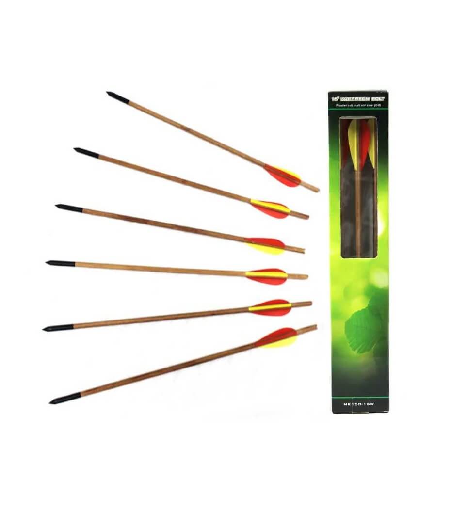 FLECHAS PARA BALLESTA 16" MADERA SET DE 6
