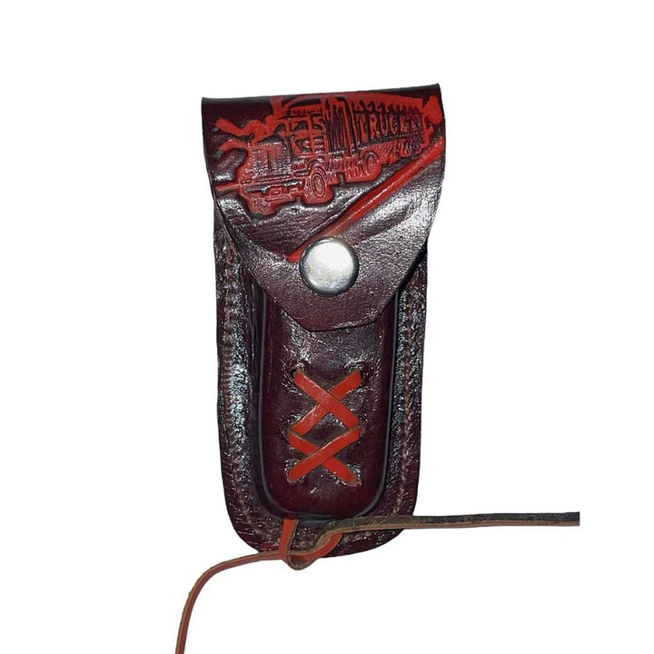 FUNDA 4" CUERO GRABADO CAMIONERO
