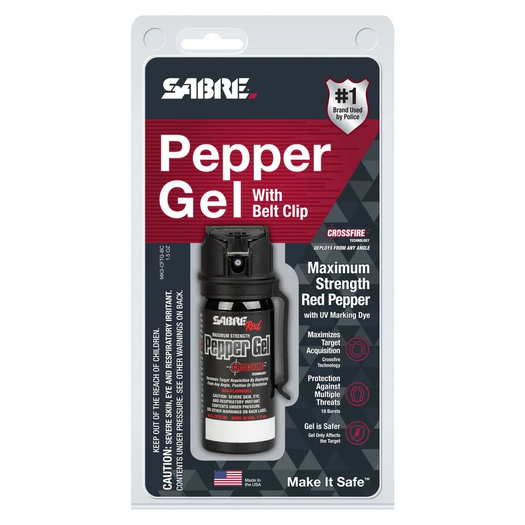 GAS PIMIENTA SABRE 42.5GR CROSSFIRE GEL CON CLIP NEGRO