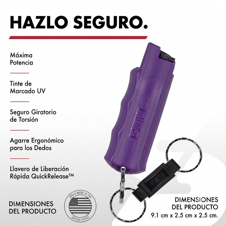 Gas Pimienta SABRE 15gr. Llavero Duro Púrpura Quick