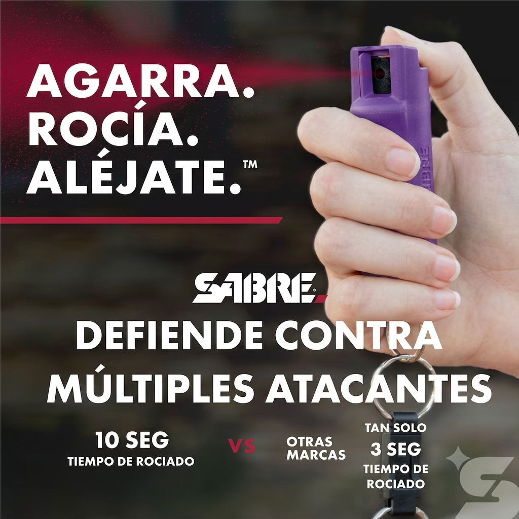Gas Pimienta SABRE 15gr. Llavero Duro Púrpura Quick