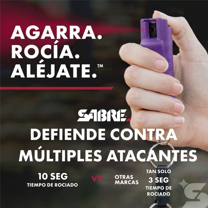 Gas Pimienta SABRE 15gr. Llavero Duro Púrpura Quick