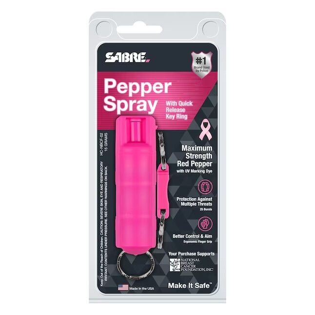 Gas Pimienta SABRE 15gr. Llavero Duro Rosa Quick