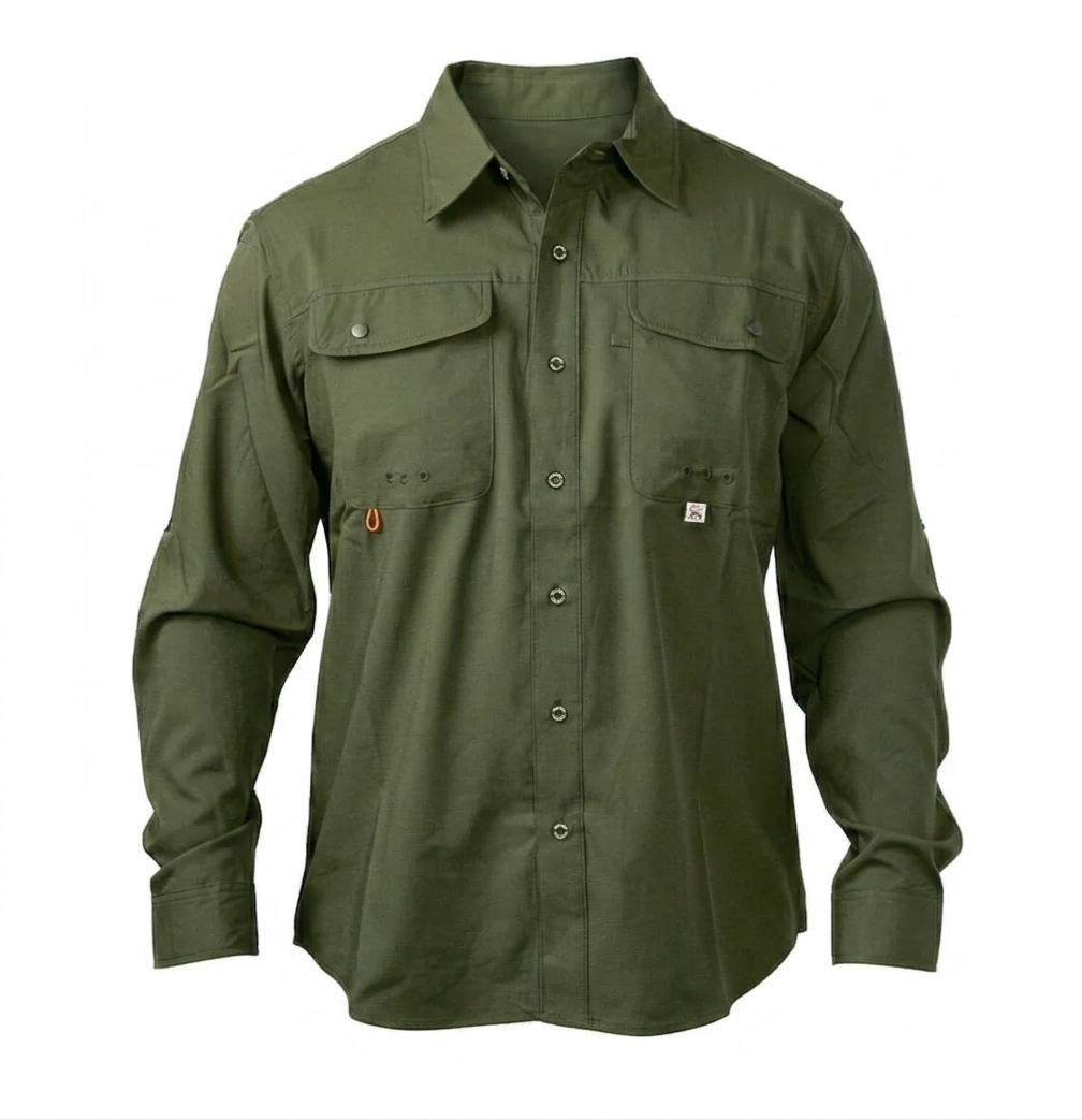 CAMISA TAU SUECA FISHING MANGA LARGA VERDE