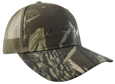 Gorra "Survival" con malla y ajustador de velcro, verde camuflaje