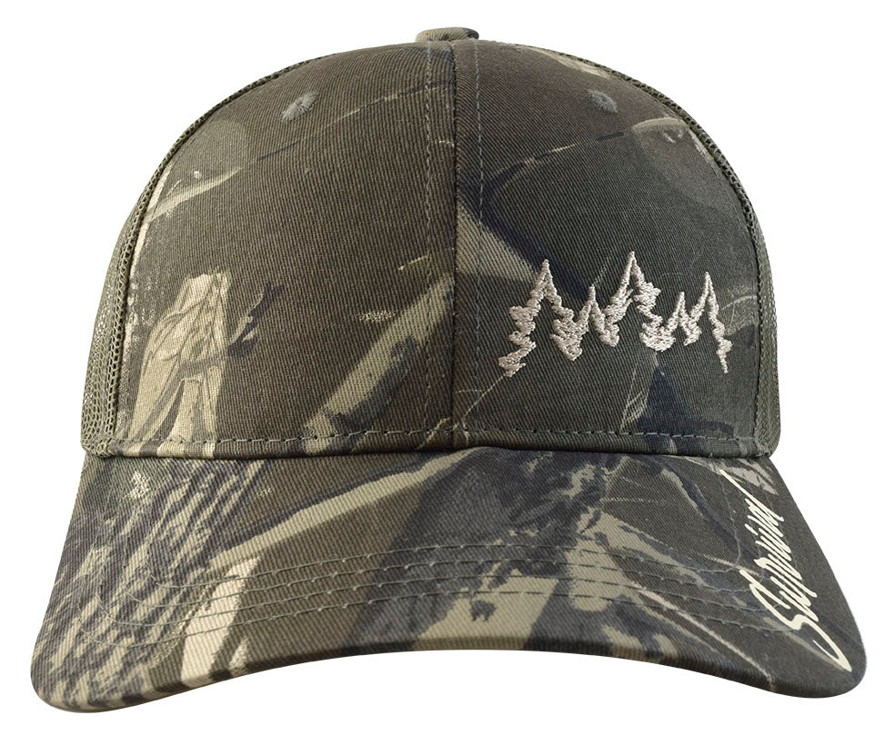 Gorra "Survival" con malla y ajustador de velcro, verde camuflaje