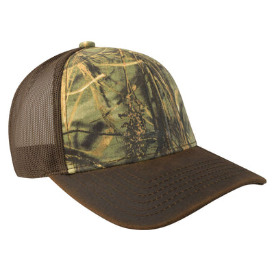 Gorra con malla y ajustador de plástico, sin logo, camuflaje con café