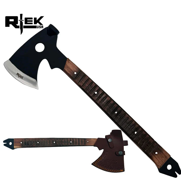 HACHA 19" RTEK WOOD TACTICAL AXE CON FUNDA DE CUERO