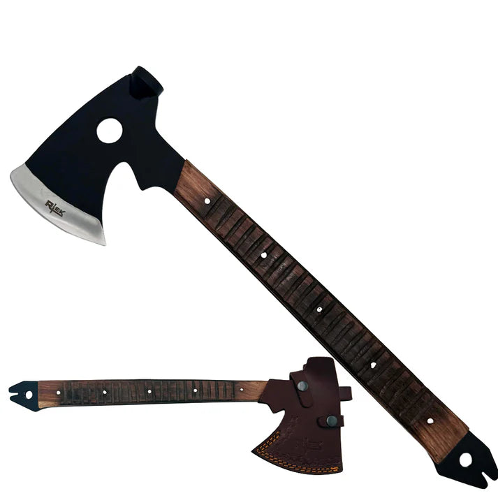 HACHA 19" RTEK WOOD TACTICAL AXE CON FUNDA DE CUERO