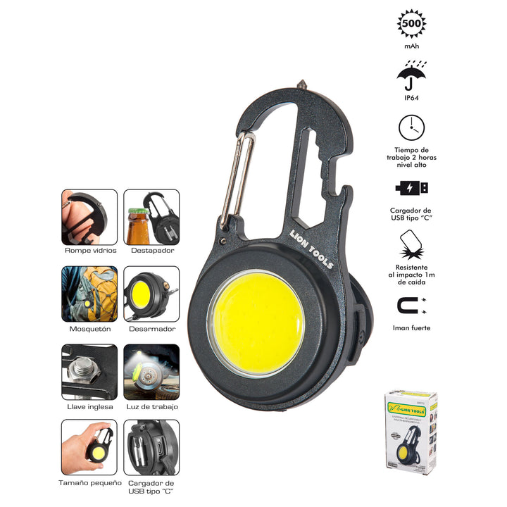 LINTERNA RECARGABLE MULTIHERRAMIENTA ABS 500 mAh