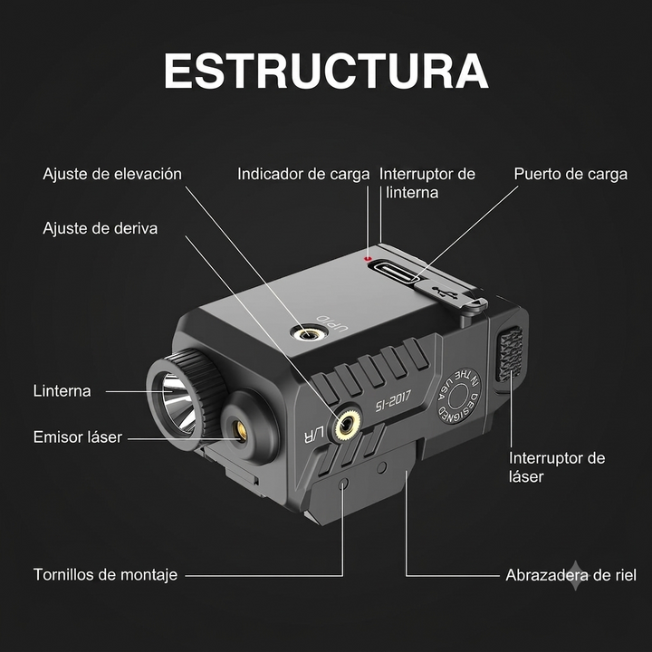 Laser azul Linterna SOLOFISH 450 lumens para Arma corta y larga