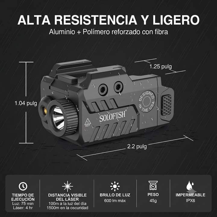 Laser azul Linterna SOLOFISH 450 lumens para Arma corta y larga