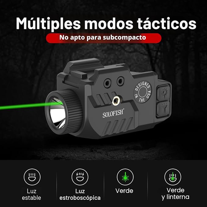 Linterna 800 lumen laser verde combo SOLOFISH