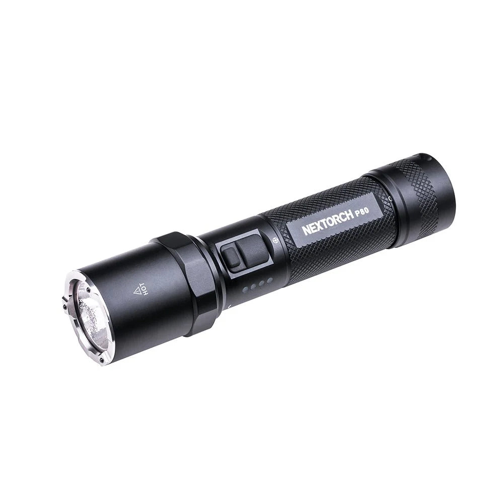 Linterna NEXTORCH de luz estroboscópica con cargador USB tipo C, 2100 lúmenes, WP IPX7, negra