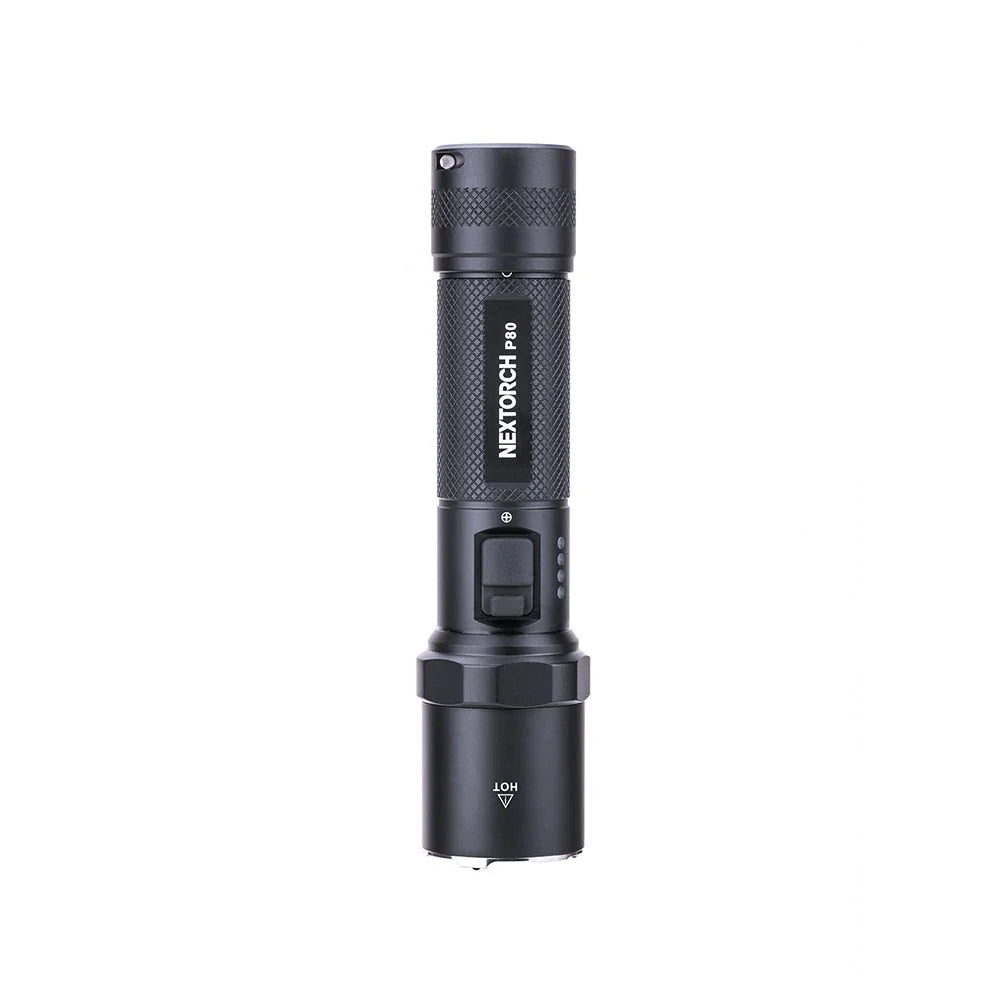 Linterna NEXTORCH de luz estroboscópica con cargador USB tipo C, 2100 lúmenes, WP IPX7, negra